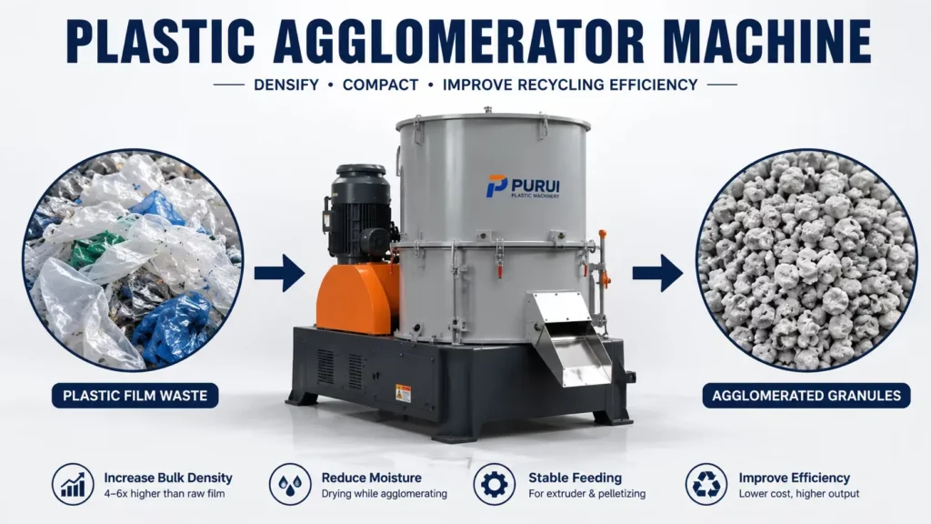 plastic agglomerator machine for film recycling