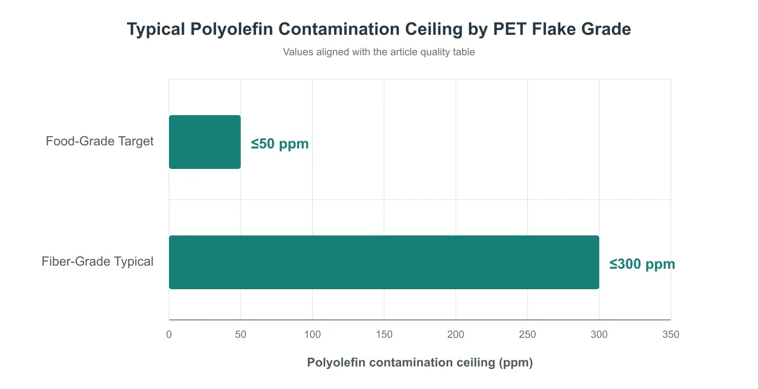 Recycled PET Flakes: How to Evaluate Quality, Grades and End Uses | pet flake polyolefin contamination ceiling 143