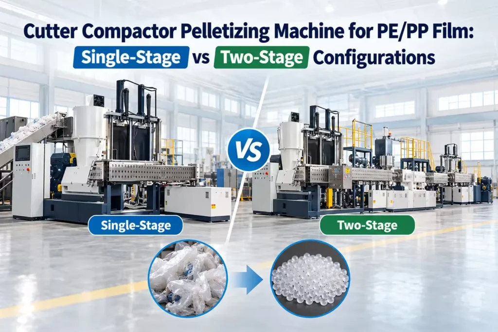 Cutter Compactor Pelletizing Machine for PE/PP Film: Single-Stage vs Two-Stage Configurations